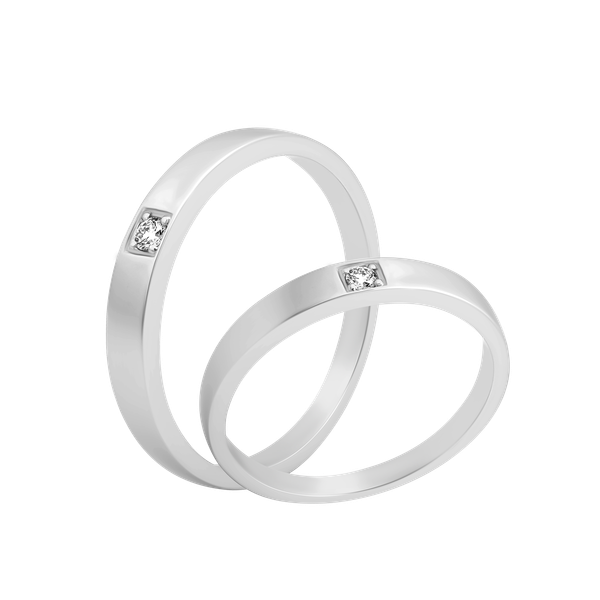 Nhẫn cưới nam kim cương viên vàng 14K Signial M