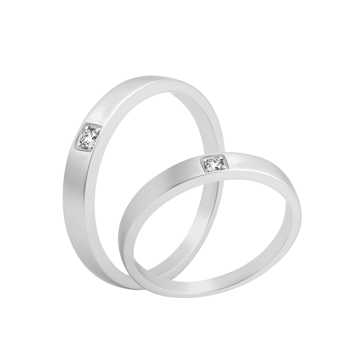 Nhẫn cưới nam kim cương viên vàng 14K Signial M