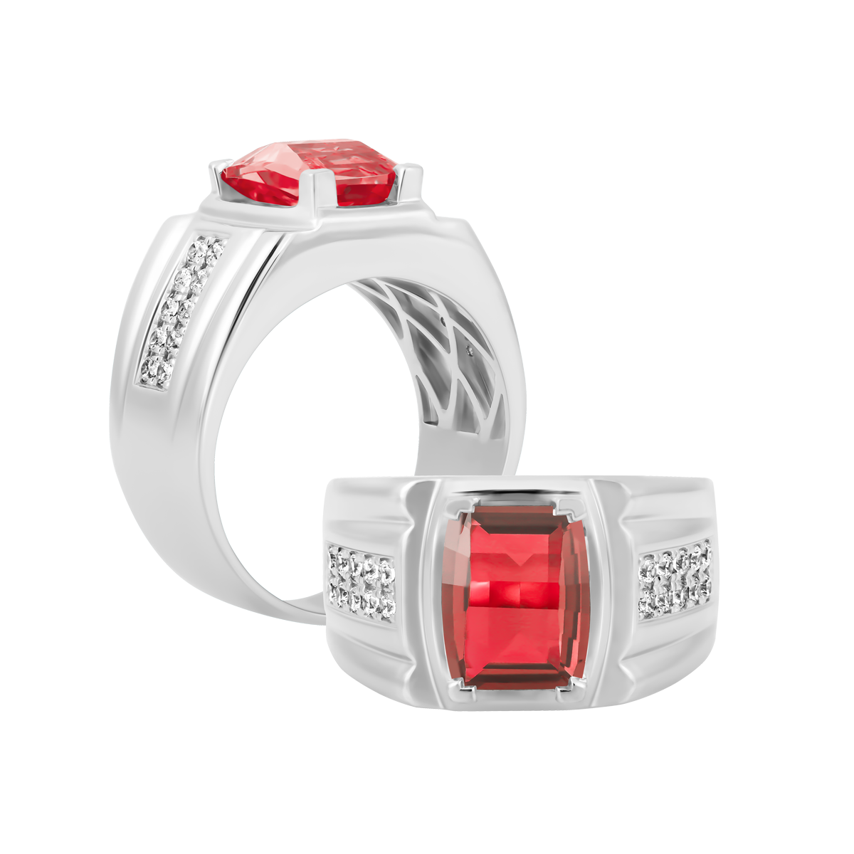 Nhẫn nam đính đá màu Garnet vàng 10K David S.GAR W