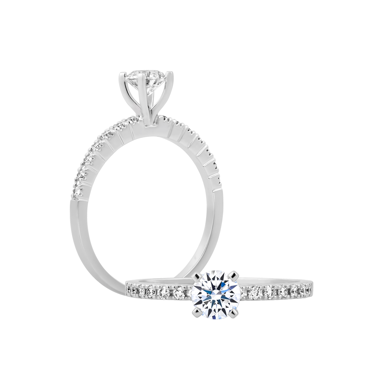 Nhẫn nữ kim cương 8 Hearts & Arrows vàng 14K Alva H&A 3C