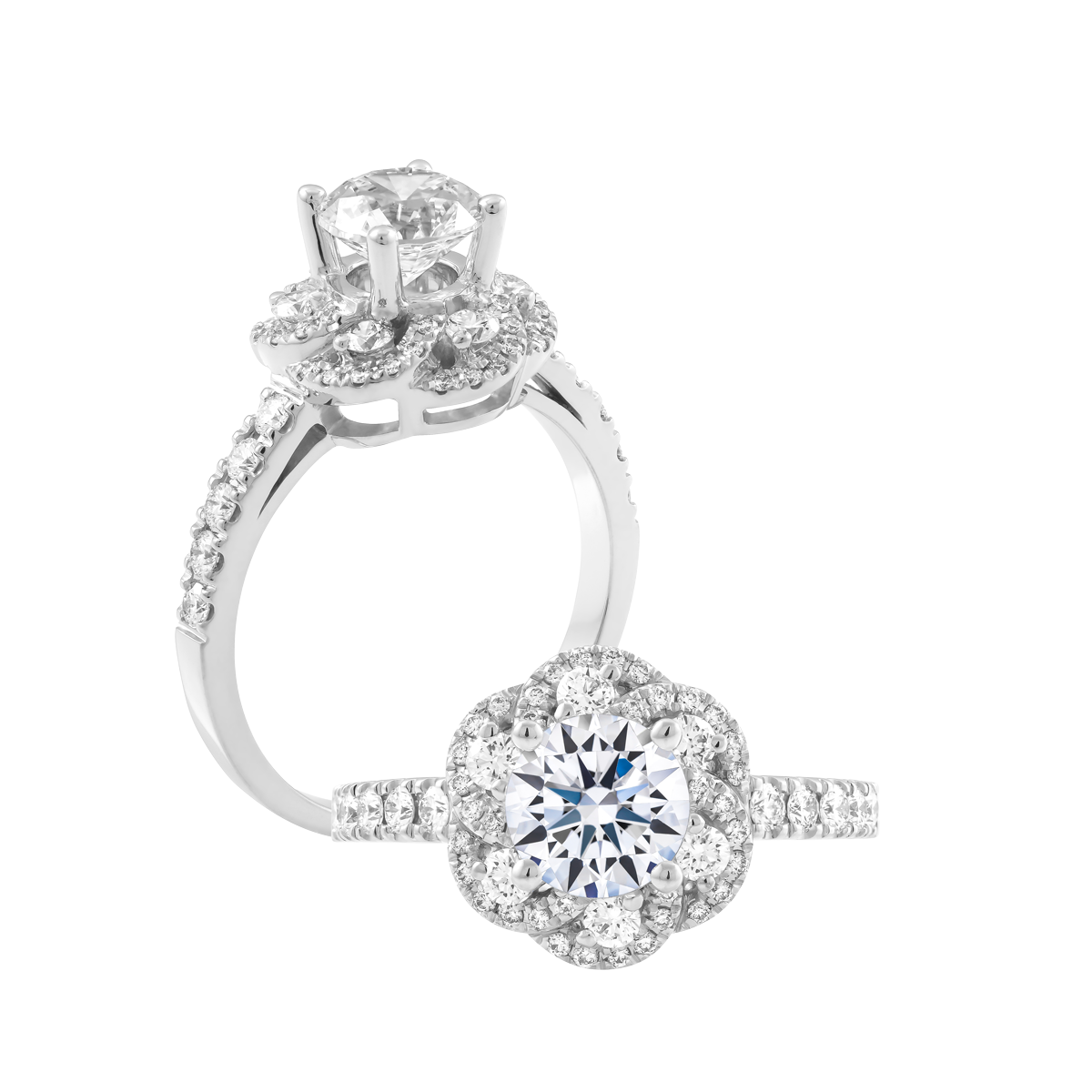 Ổ nhẫn nữ kim cương tấm vàng 14K Naiya 3C