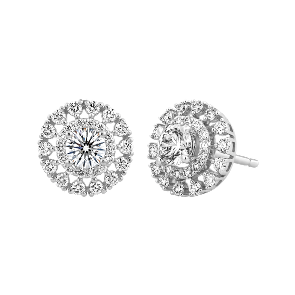 Hoa tai kim cương viên vàng 14K Bayard N GIA 3C