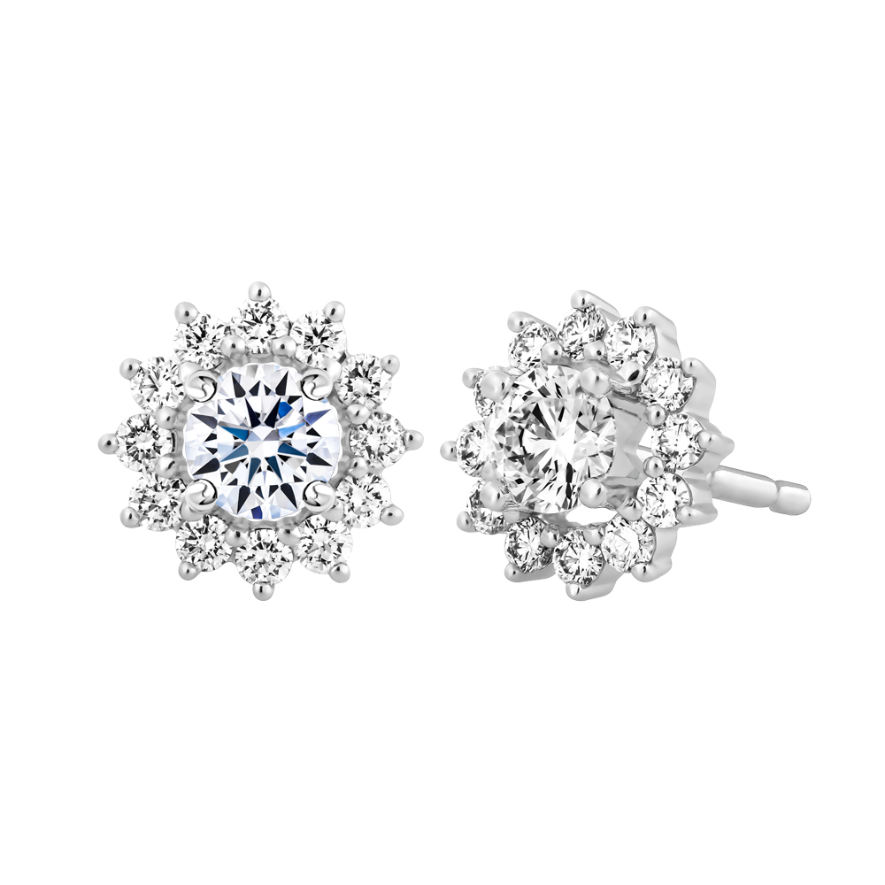 Hoa tai kim cương viên vàng 14K Arvid GIA 3C