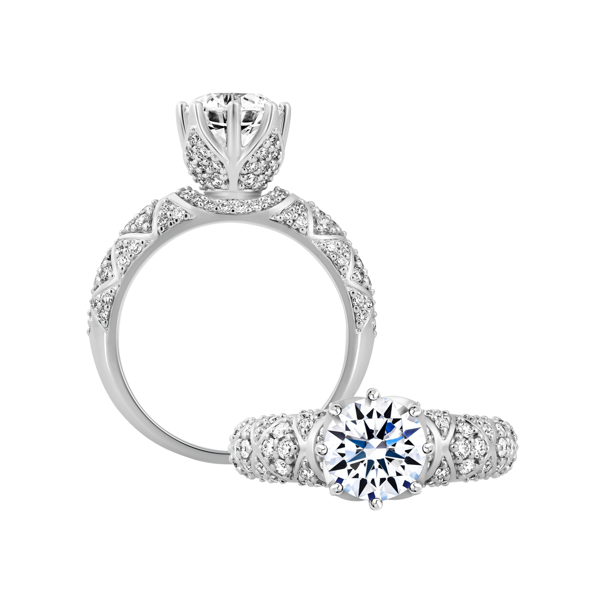 Ổ nhẫn nữ kim cương tấm vàng 14K Impressing 1.5CT
