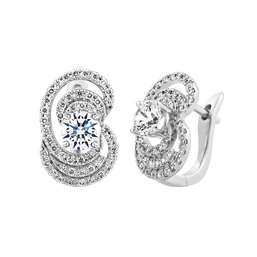 Hoa tai kim cương tấm vàng 14K Canary 3C