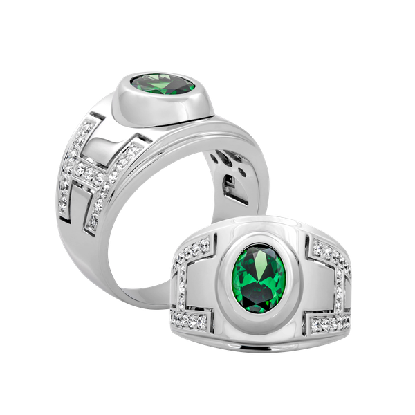 Nhẫn nam đính đá màu Emerald vàng 14K Pride S.Eme W