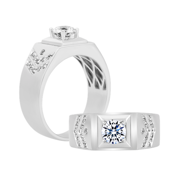 Nhẫn nam kim cương tấm vàng 14K Exelero 5C W