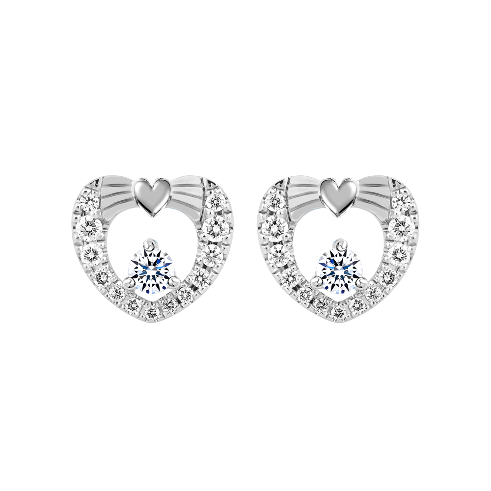 Hoa tai đính đá CZ vàng 14K Flaring Heart 5p