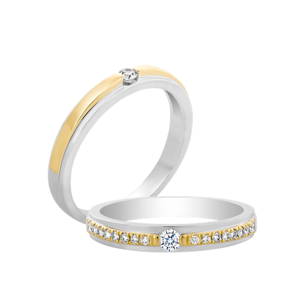 Nhẫn cưới nam kim cương vàng 14K Cady 5p M