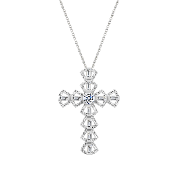 Mặt đính đá CZ vàng 14K Glowing Cross 2C