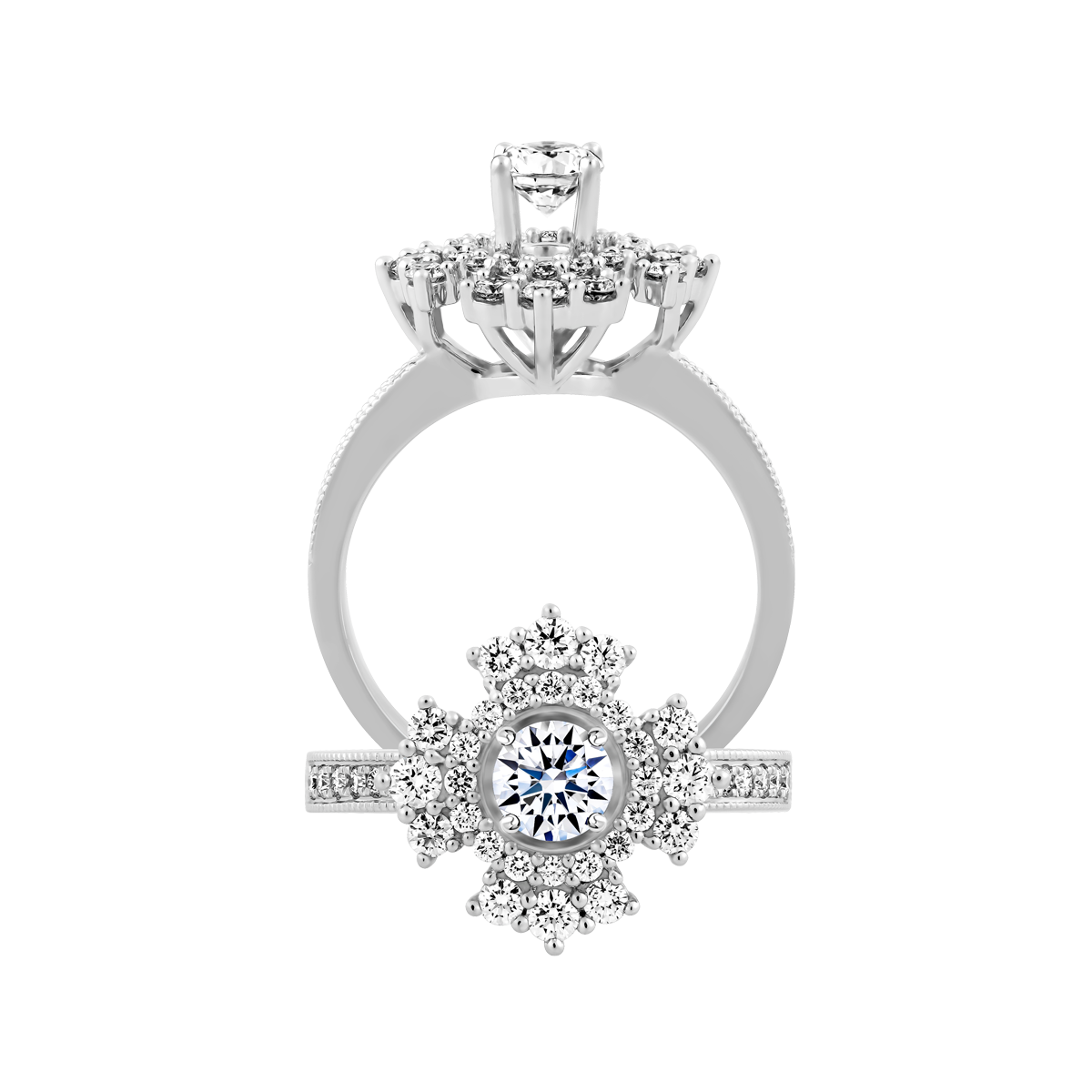 Nhẫn nữ kim cương 8 Hearts & Arrows vàng 14K Karina N H&A 2C GVRG0250107