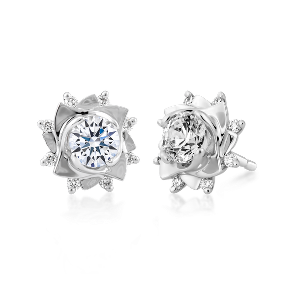 Hoa tai kim cương 8 Hearts & Arrows vàng 14K Jasmine S H&A 2C GVER0100658