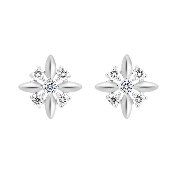 Hoa tai kim cương viên vàng 14K Propitious A TD