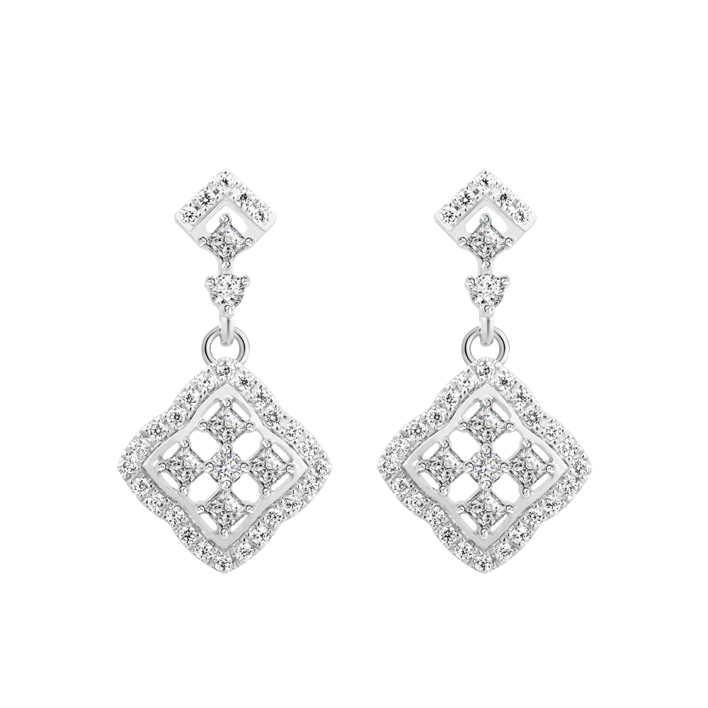 Hoa tai đính đá CZ vàng 18K Cheering