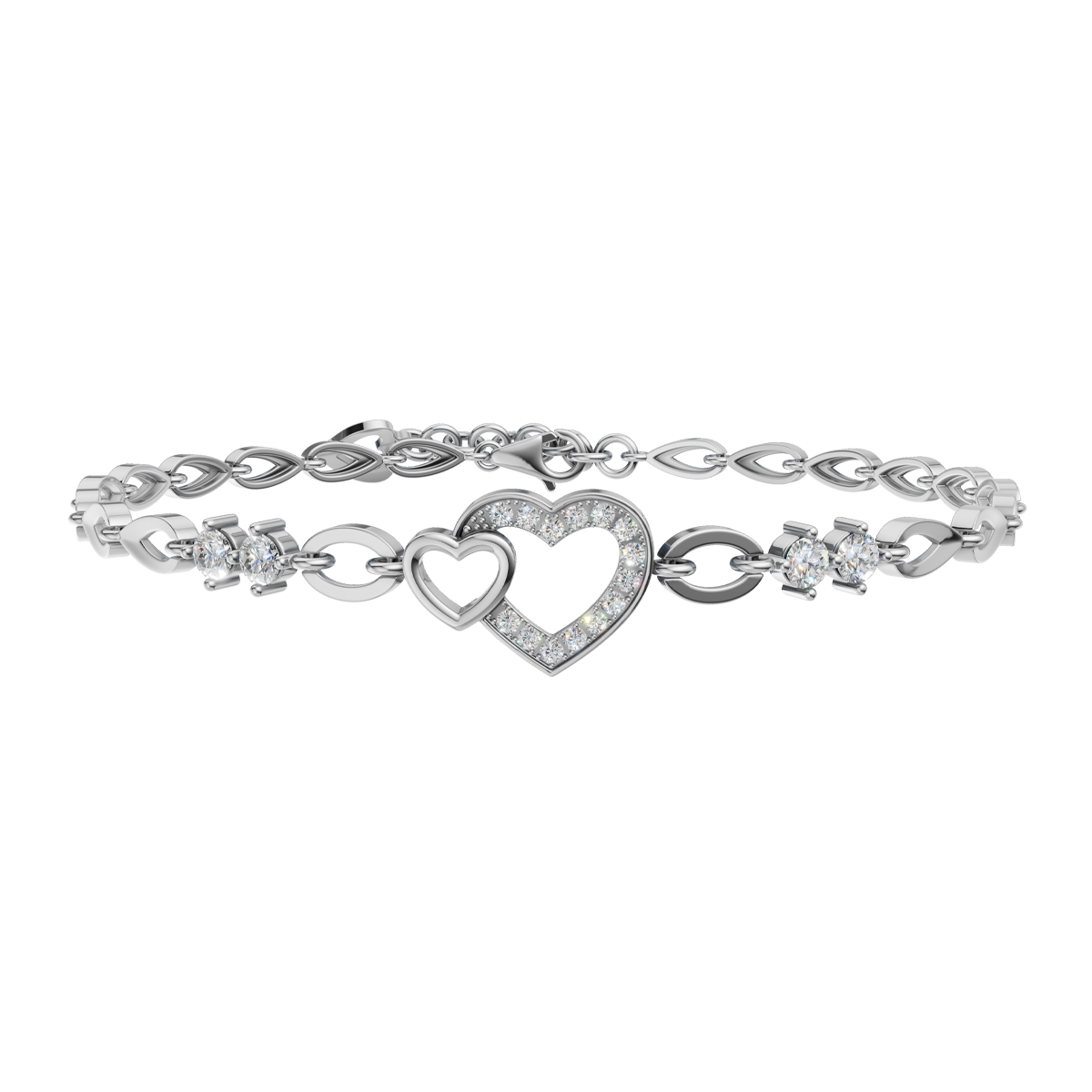 Lắc đính đá CZ vàng 14K Heartiful