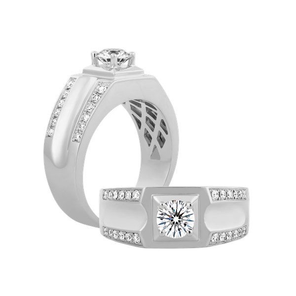 Nhẫn nam kim cương tấm vàng 14K Martines 5C W