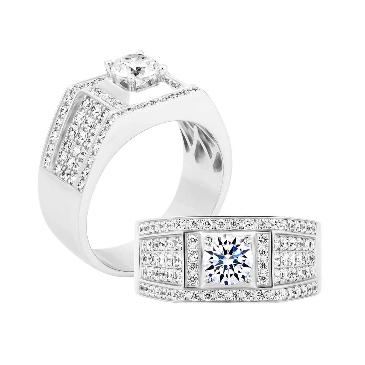 Nhẫn nam kim cương tấm vàng 14K Valkyrie 5C W