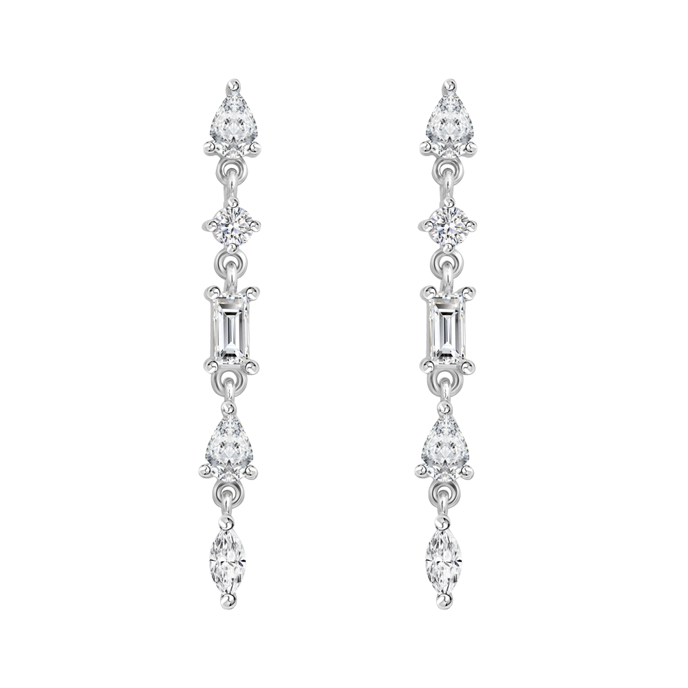 Hoa tai đính đá CZ vàng 18K Felina