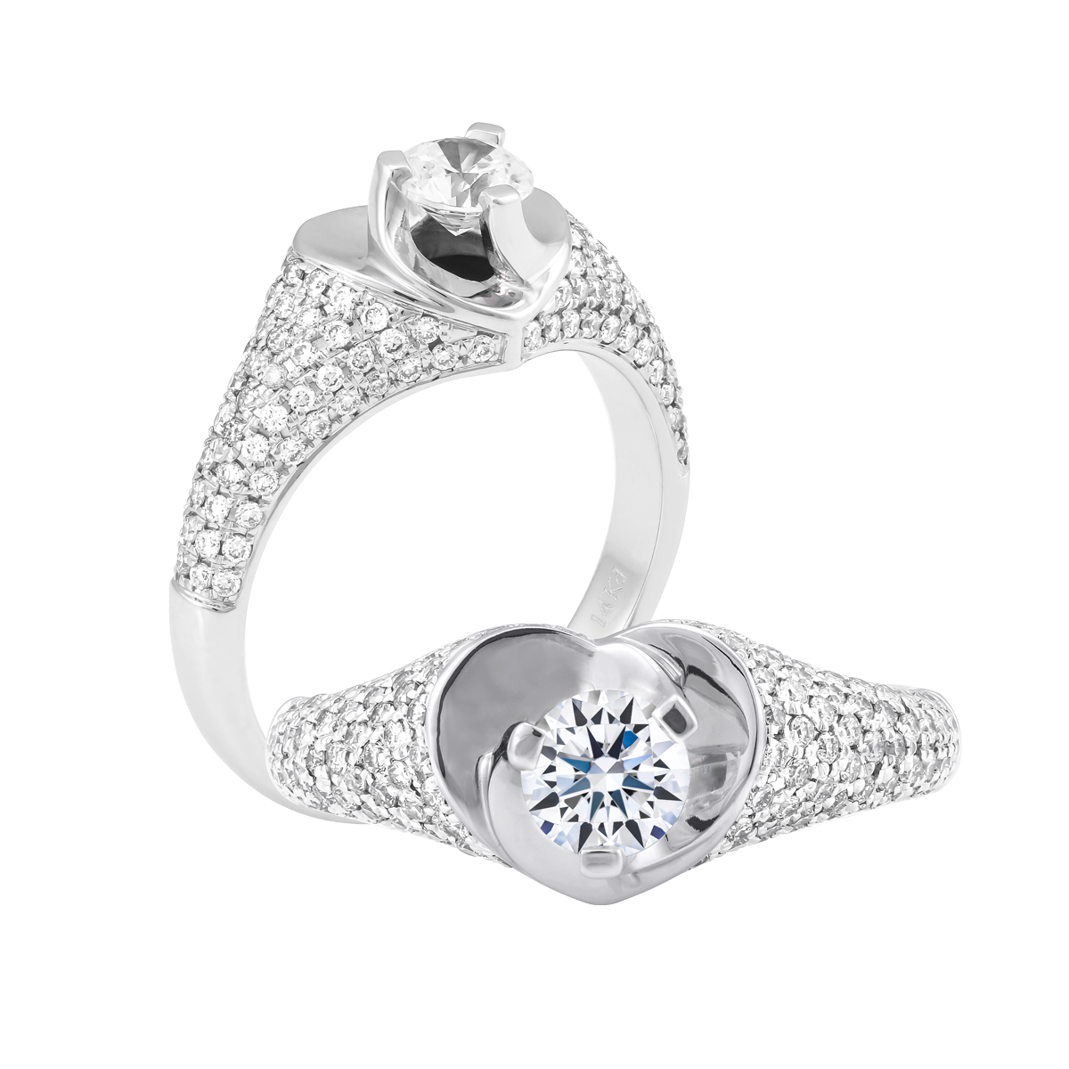 Nhẫn nữ kim cương tấm vàng 14K Wiggle 3C