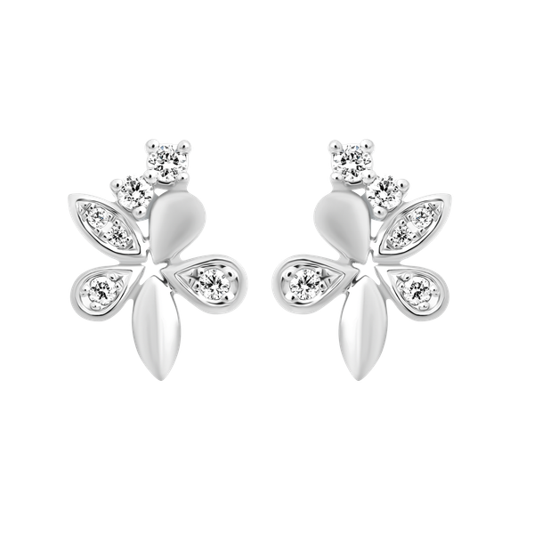 Hoa tai kim cương viên vàng 14K Luckflower S TD