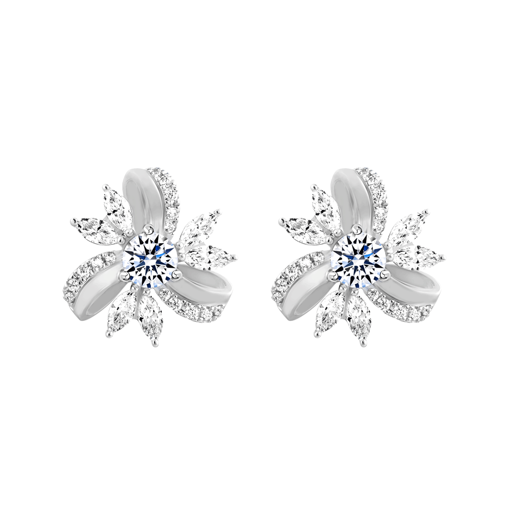 Hoa tai đính đá CZ vàng 10K Probity 2C