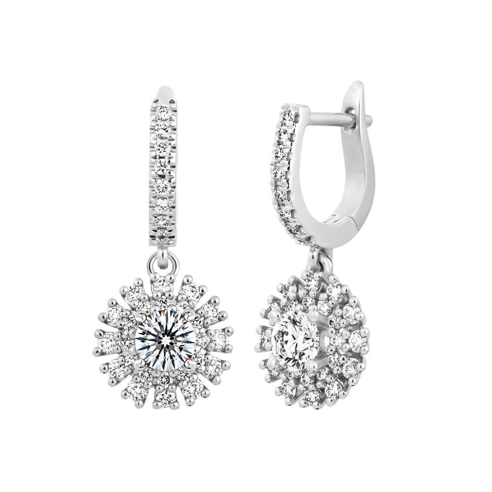 Hoa tai kim cương tấm vàng 14K Calantha L 3C