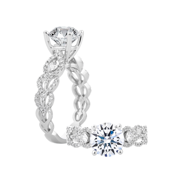 Ổ nhẫn nữ kim cương tấm vàng 14K Valtina 2CT