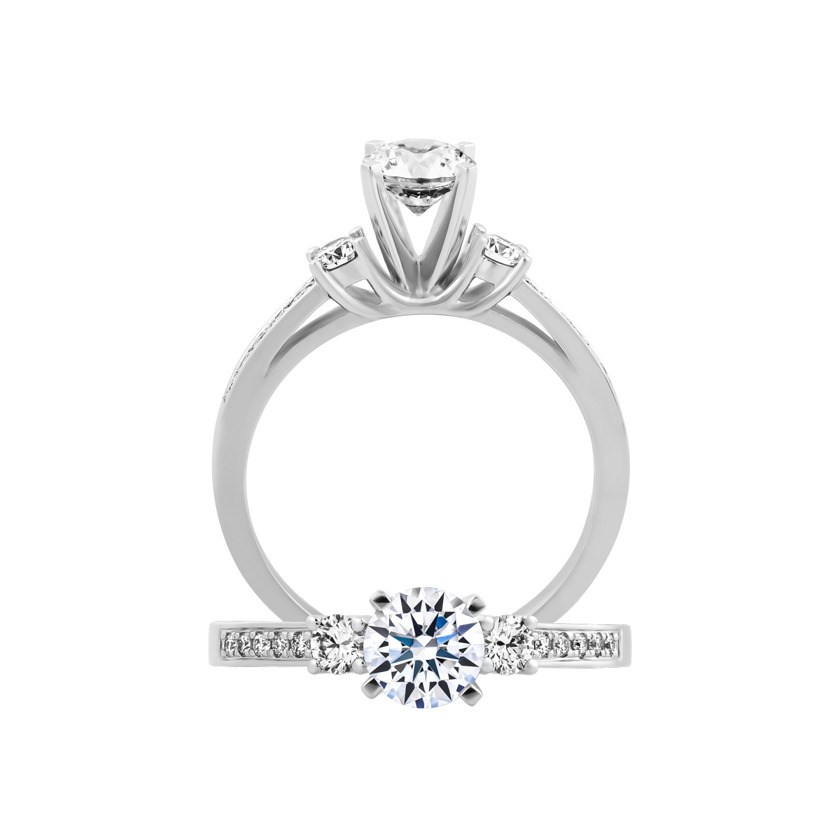 Ổ nhẫn nữ kim cương tấm vàng 14K Zetful 3C