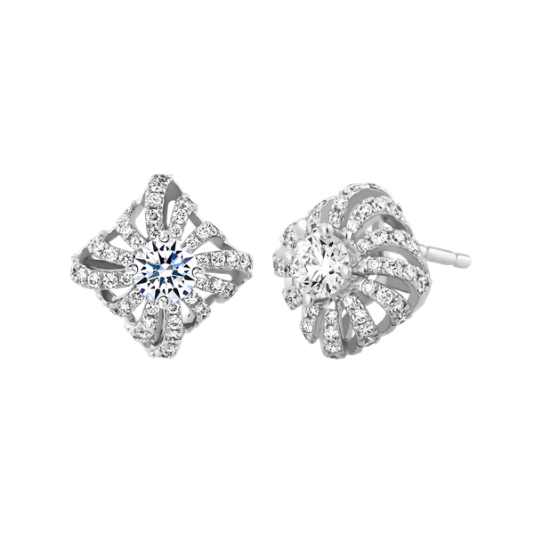 Hoa tai kim cương 8 Hearts & Arrows vàng 14K Jewel N H&A 2C