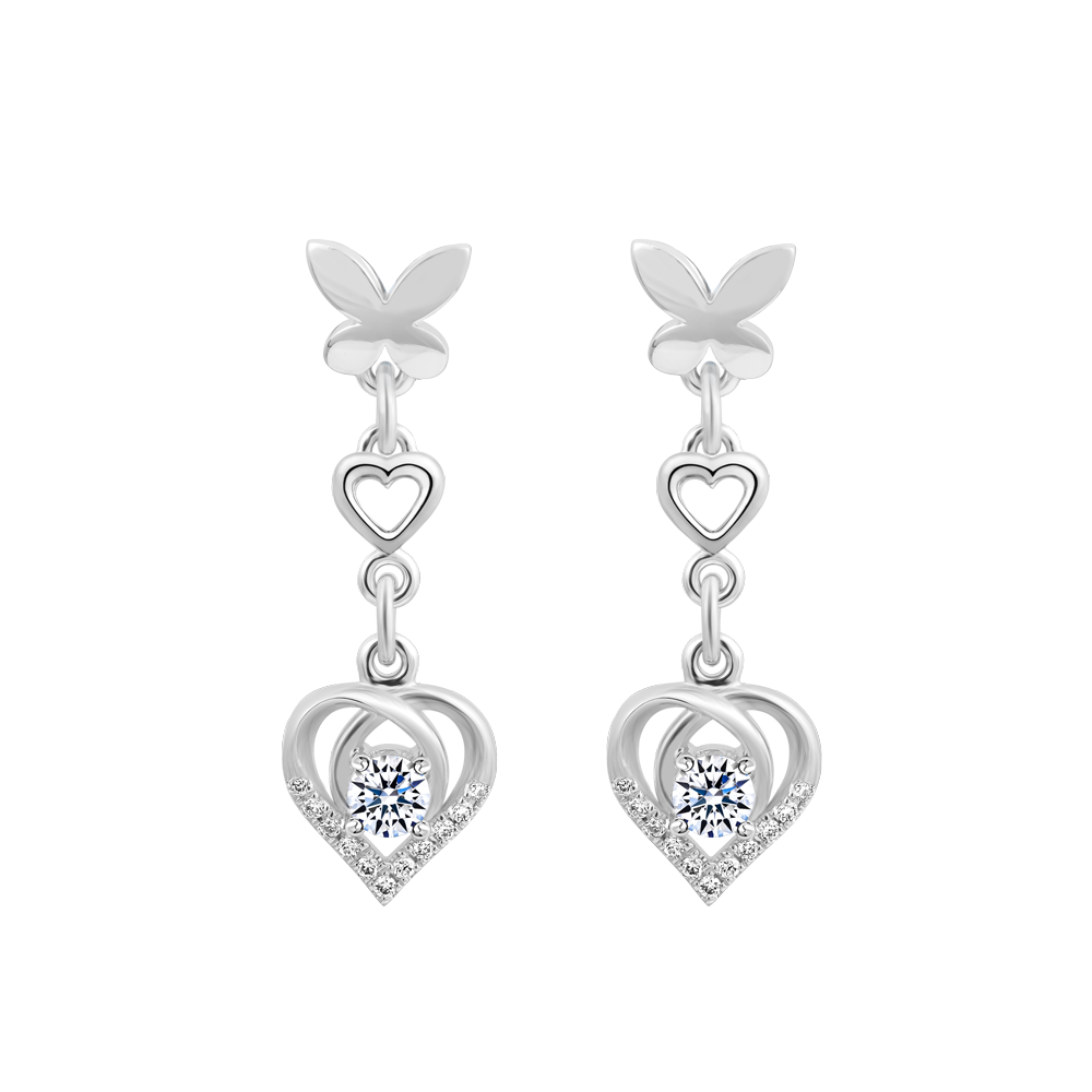 Hoa tai đính đá CZ vàng 14K Sweeting Heart