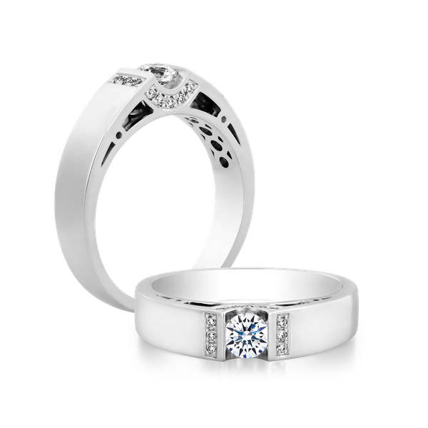 Nhẫn cưới nam kim cương tấm vàng 14K Kedves N3C M