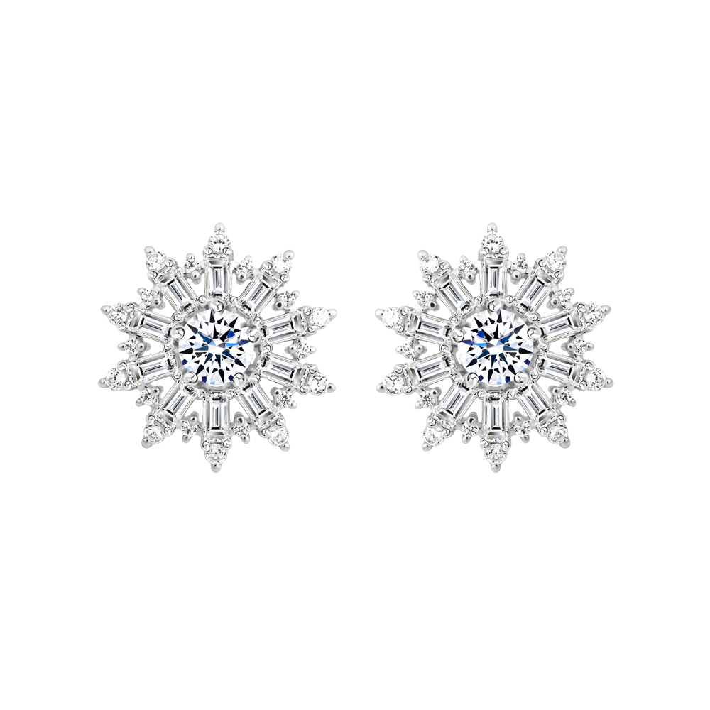 Hoa tai đính đá CZ vàng 14K Glamoured 3C