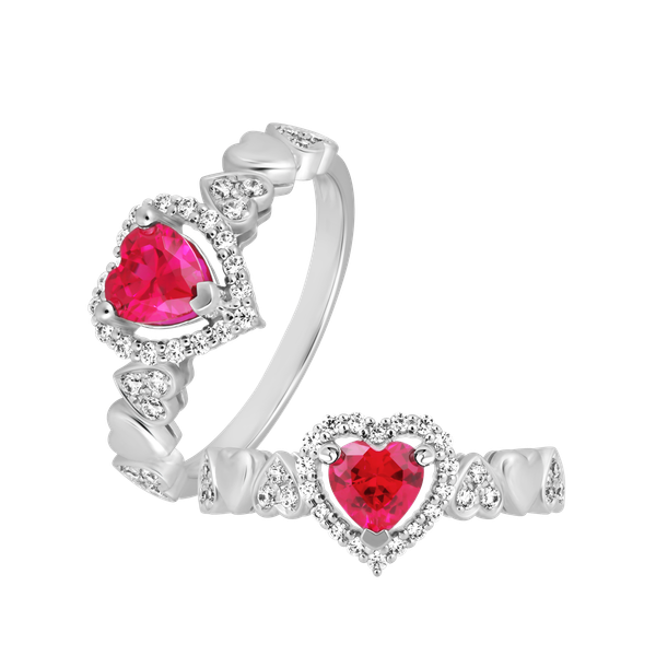 Nhẫn nữ đính đá màu Ruby vàng 14K Valentina S.RUB