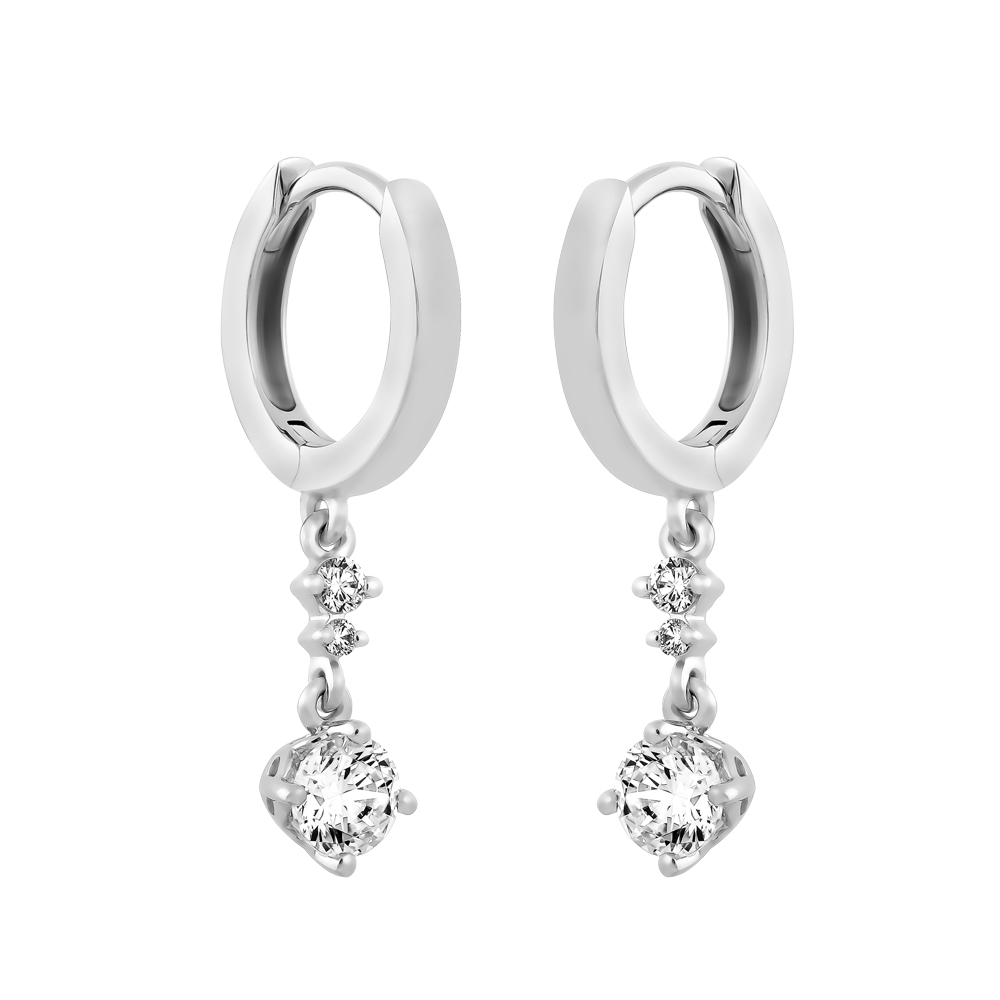 Hoa tai kim cương viên vàng 14K Danita GIA 3C