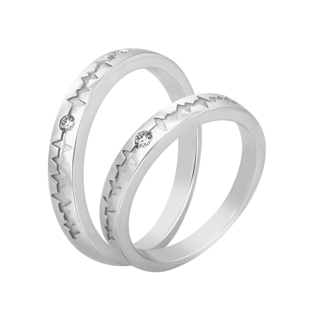 Nhẫn cưới nữ kim cương viên vàng 14K Hearting F