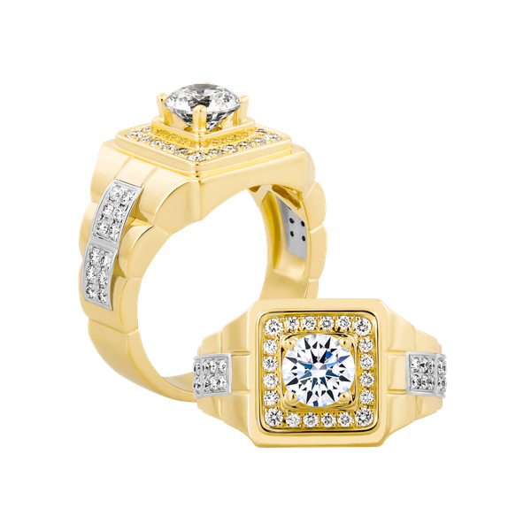 Nhẫn nam kim cương tấm vàng 14K Roger 1CT YW