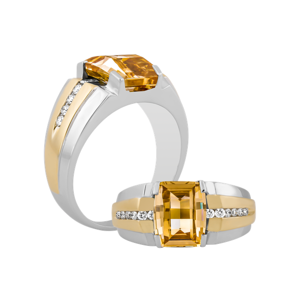 Nhẫn nam kim cương tấm vàng 14K Collin S.CHA WY