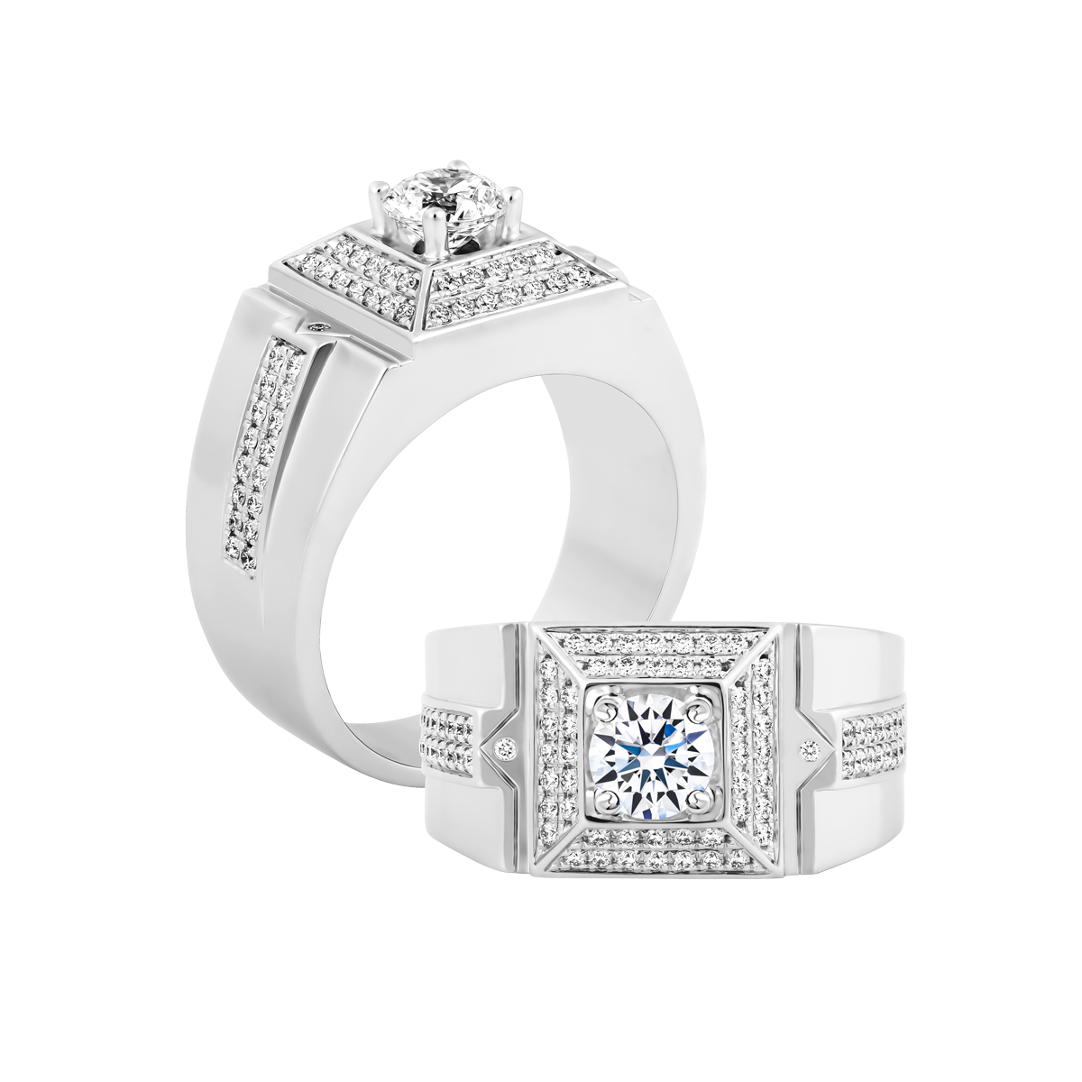 Nhẫn nam kim cương tấm vàng 14K Reginard 5C W