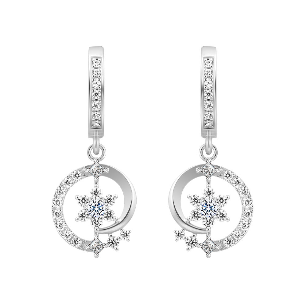 Hoa tai đính đá CZ vàng 10K Circulate