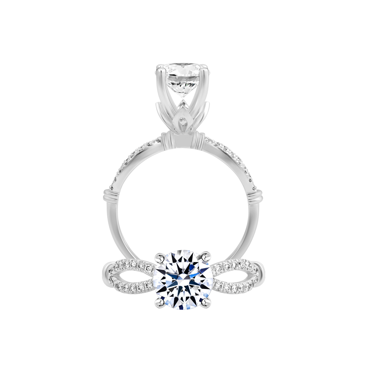 Ổ nhẫn nữ kim cương tấm vàng 14K Olivia 1.5CT