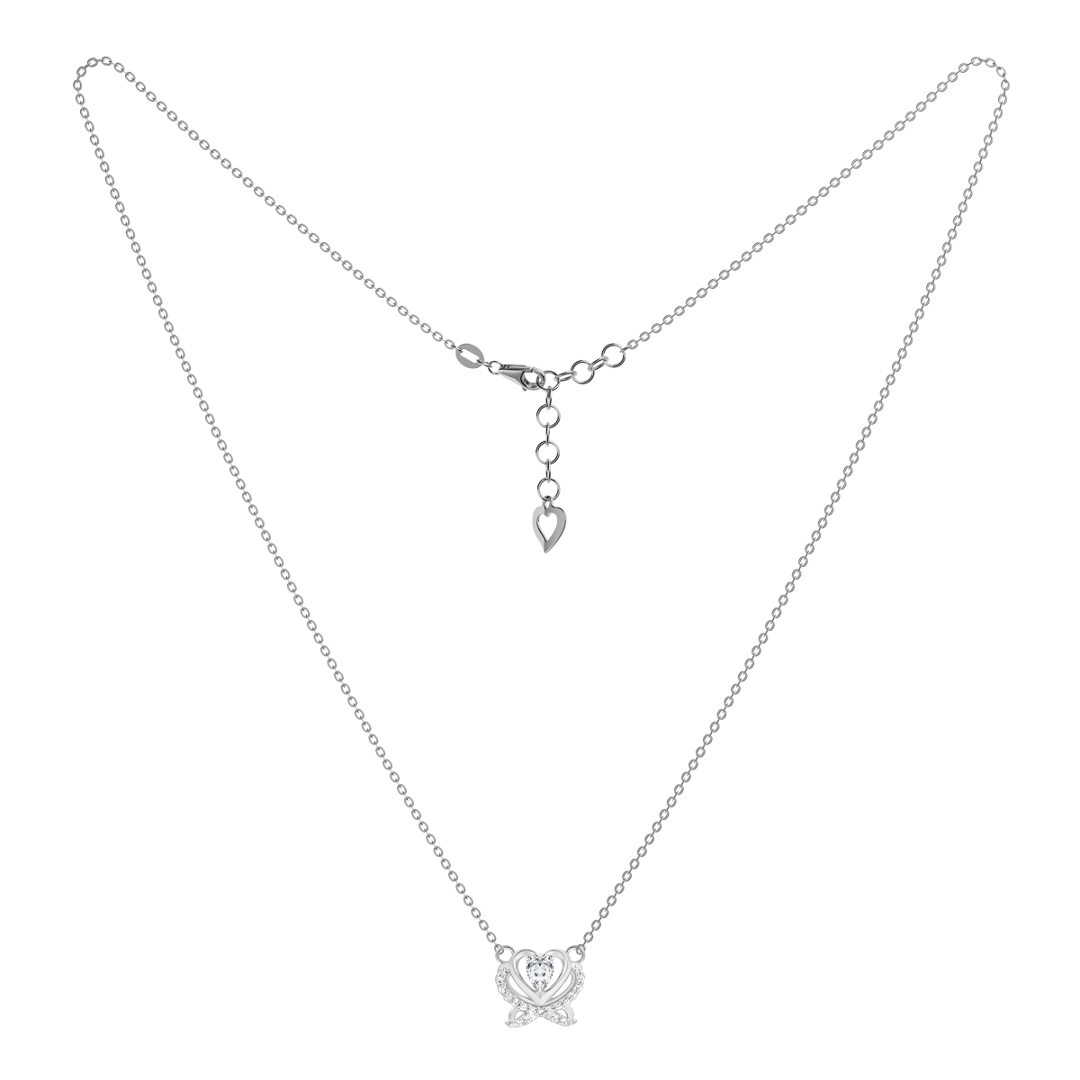 Dây liền mặt đính đá CZ vàng 14K Lighting heart