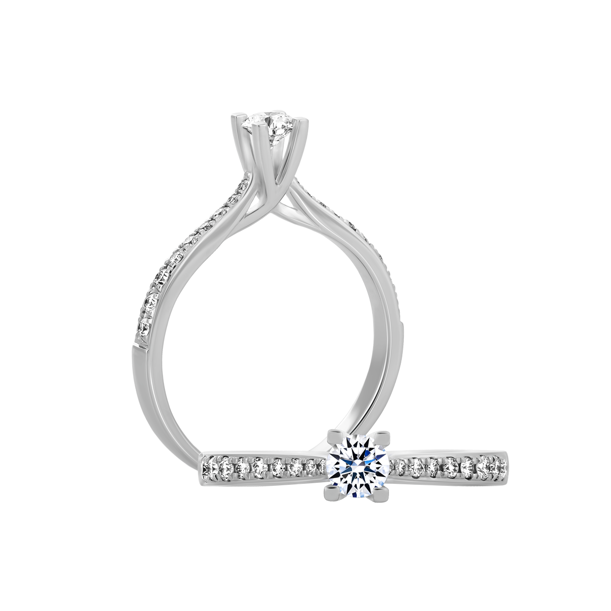 Nhẫn nữ kim cương 8 Hearts & Arrows vàng 14K Expensive H&A 2C