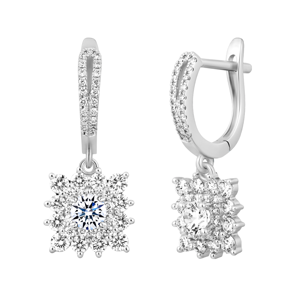 Hoa tai kim cương tấm vàng 14K Firming 2C