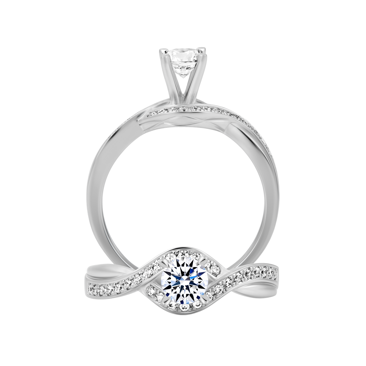 Ổ nhẫn nữ kim cương tấm vàng 14K Garina 3C