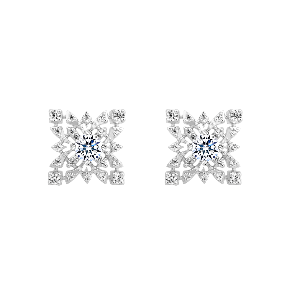 Hoa tai đính đá CZ vàng 18K Floricing 2C