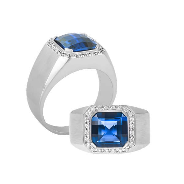 Nhẫn nam kim cương tấm vàng 14K Roundabout S.SAP W GVRG0208673