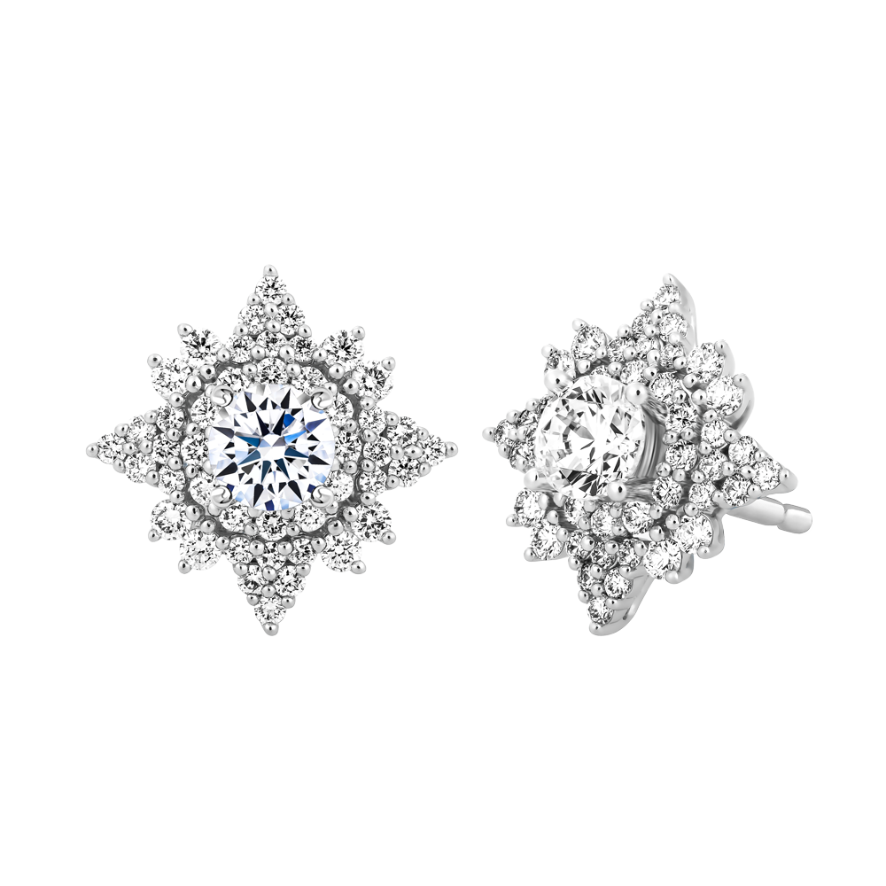 Hoa tai kim cương tấm vàng 14K Fervency 5C