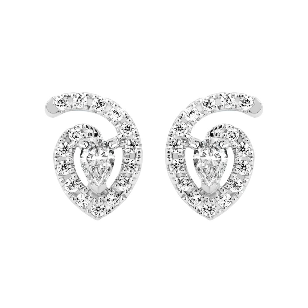 Hoa tai đính đá CZ vàng 18K Snaily