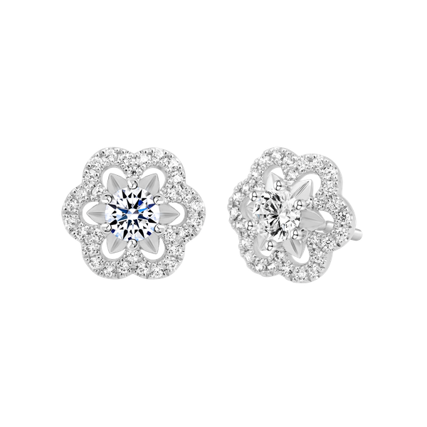 Hoa tai đính đá CZ vàng 18K Cherish V2