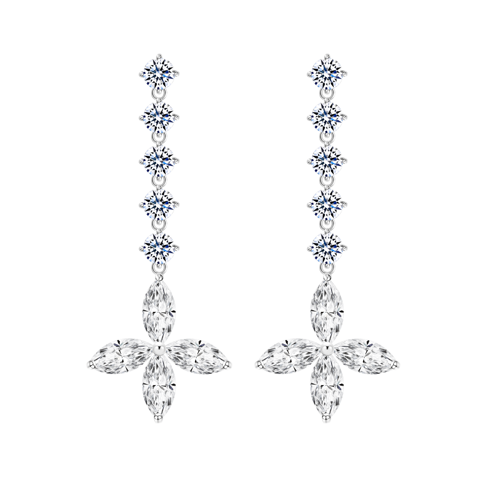 Hoa tai đính đá CZ vàng 18K Tastefully